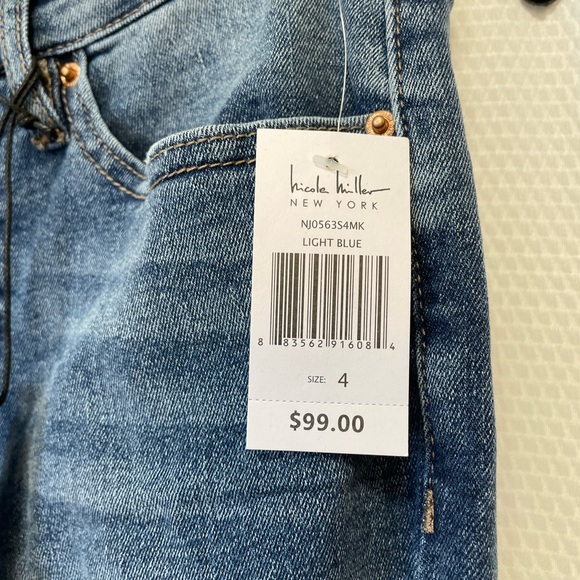 NWT Size 4 Nicole Miller High Rise Skinny Crop Distress Medium Wash Ankle Jeans - Picture 9 of 14